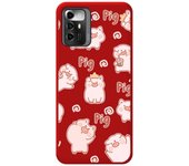 Funda Silicona Líquida Roja para Zte Blade A72 5G diseño Cerdos Dibujos