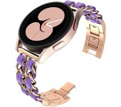 20mm 22mm Band for Samsung Galaxy Watch 4/classic/5/6/active 2 Leather+Metal Link bracelet correa HUAWEI watch gt 2e 3 4 Strap