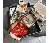 Luxury Print Imitation Silk Scarf Headband Neckerchief Foulard Female Hair Scarfs Neck Tie Skinny Scarves Soft Satin