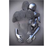 Metal Figure Statue Posters Print Modern Lovers Sculpture Canvas Painting Wall Art Wall Pictures for Room Home Decoration