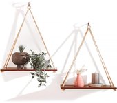 Estantes flotantes - Estante flotante ajustable para colgar en la pared, juego de 2, estante de madera ligero y de primera calidad de bambú, estantes de pared para dormitorio