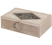 Dcasa Caja de té de madera natural beige nordica para cocina provenzal