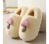 Nuevos zapatos de algodón para niños en invierno, otoño e invierno, suelas gruesas, lindas parejas de hongos, zapatos de algodón peludos para el hogar engrosados para padres e hijos