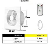 220V 4/ 6/ 8 Inch Remote Control Window Wall Exhaust Fan for Bathroom Toilet Kitchen Air Ventilation with Timing Function