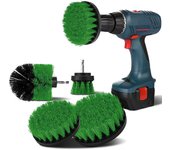 Cepillo de limpieza de taladro de 4 piezas, 2 ''/3,5''/4 ''/5'' cepillo de limpieza giratorio para taladro eléctrico cepillo de limpieza de cerdas medianas para cocina (verde)