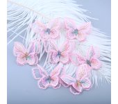 20pcs/lot Embroidery Butterfly Patches for Clothing, Blue Flower Patches for Bags, Decorative Applique, Sew On, DIY Fashion