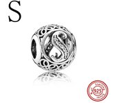 925 Sterling Silver Hollow Round A-Z 26 English Letter Alphabet DIY Beads Fit Original Pandora Charms Bracelet Fine Jewelry Gift