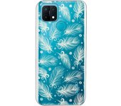 Funda compatible con Oppo A15 - Patron plumas blancas