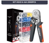 WOZOBUY Ferrule Crimping Tool Kit,HSC8 6-6A/6-4A Ratchet  Crimping Pliers, for Tubular Terminals,(Silver Head）