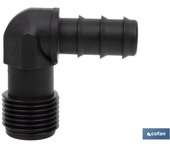 COFAN - Conector en forma de Codo con Rosca Macho 3/4" color Negro