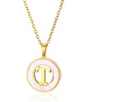 Stainless Steel Round White Necklaces For Women Gold Color  Initial Woman Man 26 Letters Pendant Chain Necklace Jewelry Gifts