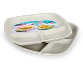 Plastic Forte - Juego de 2 Bandejas Trio Reutilizables Ideal Aperitivos y Fiestas. Beige