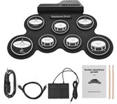 Folding Music Drums Hand Roll USB Electronic Silicon Drum Portable Practice Drums Kit 7-Pad Kit With Drumsticks Sustain Pedal