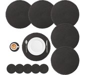Round Braided Set of 6 Washable Round Placemats for Christmas Kitchen Wedding Dining Table 34cm Woven Heat Resistant Place Mats