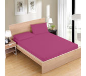 HMS Sábanas Bajeras y Fundas de Almohada Calidad Superior Sulzer | Burdeos | 50/50 Algodón-poliéster |Para camas de 90,105, 135, 150, 160, 180 y 200 Colchones Alto 30 Cm, Largo 200 Cm
