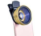 Universal 2 IN 1 Lens Clip 37mm Mobile Phone Lens Professional 0.45x 49uv Super Wide-Angle + Macro HD Lens for iPhone Xiaomi