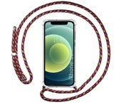 Tumundosmartphone Funda Colgante Transparente para Iphone 12 Mini (5.4) con Cordon Rosa / Dorado