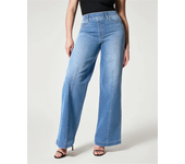 Stretch Elasticated Waist Wide Leg Jeans Women Fashion Chic Flared Trousers Loose Female Comfortable Commuter Casual Denim Pants