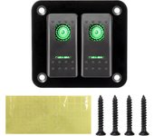 Circuit Breaker 12-24V 2 Gang Rocker Switch Panel LED Waterproof Switch Panel for Car Marine Camper Caravans Travel Trailer