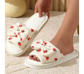 Zapatillas de algodón con forma de corazón para mujer, pantuflas femeninas de estilo coreano ins para uso doméstico en interiores, antideslizantes, con bonito lazo, peludas, para primavera y otoño