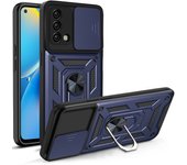 For OPPO A74 A54 4G 5G Case Slide Camera Shockproof Armor Case For OPPO A57 A77 A55 A58  Car Magnetic Holder Ring Protect Cover