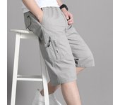Mens Cargo Shorts Knee Pants Zipper Pocket Summer Cotton Shorts Climbing Jogger Elastic Waist Sports Wear