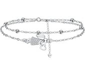 Bracelet Femmes Argent 925, Bracelet Femme Réglable 17+4cm - Fête des Mères Saint Valentin Cadeau - Avec Boîte Cadeau argent-Trèfle à quatre feuilles