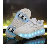 Childrens Skate Shoes USB Light Comfortable Roller-skating Sneakers Outdoor Sports Walking Girls Pink Roller Skate Shoes for Kid