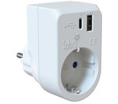 Adaptador 2P+T 16A 250V + USB A + USB C 3A 5VDC 860USBAC Solera