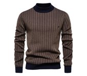 2024 nuevo Otoño e Invierno medio cuello alto ajustado a rayas top moda alta calidad suéter para hombres