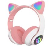 PORCHEDDU Auriculares para niños, Auriculares inalámbricos Bluetooth para niños, Adolescentes y Adultos, Auriculares Bluetooth con Micrófono, Auriculares de Gato para niñas y Mujeres
