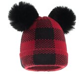 Gorros navideños tejidos a cuadros rojos Gorros de invierno a juego para mamá y yo Gorros cálidos para bebés Gorros navideños a juego para madres e hijos,Gorro de Algodón Bebé