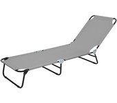 Acomoda Textil – Tumbona de Jardín Plegable y Reclinable en 5 Posiciones. Hamaca Cómoda y Resistente para Playa, Piscina, Jardín y Terraza, Gris Claro 186x53x24/82,5 cm.