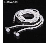New Pink rhinestone Jewelry Pearl Necklace Earphones With Microphone Earbuds for iphone Xiaomi Brithday Gift