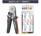 WOZOBUY Ferrule Crimping Tool Kit,HSC8 6-6A/6-4A Ratchet  Crimping Pliers, for Tubular Terminals,(Silver Head）