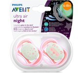 Philips Avent Chupete Ultra Air Noche Rosa 6-18 Meses 2 Unidades