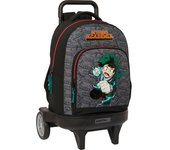 SAFTA - MOCHILA GDE. C/RUEDAS COMPACT EVOL. EXT. MY HERO ACADEMIA - Mochila con Carro Incluido - Mochila Asas Ajustables y Espalda Ergonomica - Mochila Diseño Único y Licencia Oficial By MY HERO ACADEMIA