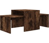 vidaXL Set mesa de centro madera de ingeniería 100x48x40c Blanco, Negro, Roble Sonoma Mesita de Salón o Comedor o Auxiliar Mesa de Café Meuble Salón