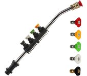 Extensión de pistola de lavado de alta presión, pistola de repuesto de 38 cm con 5 boquillas de limpieza de chorro, extensión de pistola pulverizadora para Kärcher K2 K3 K4 K5 K6 K7 K Serie