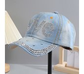A Women’s Sparkle Bling Rhinestone Bejeweled Cotton Denim Baseball Cap