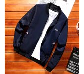 Men's Casual Long Sleeve Zipper Baseball Collar Bomber Jacket, Chic And Trendy Regular Fit Windbreaker Jacket For Spring