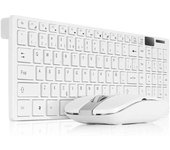 Coshano Teclado Inalámbrico K-06 2.4G + Ratón Combinado Español Ñ para PC con Funda Silicona (Blanco)