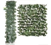 PANDAHOME Valla Verde Artificial – Cercado Extensible con Hojas y Flores Decorativas – Protección de Privacidad para Jardín, Balcón y Patio