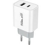 Cargador doble USB y Tipo C con carga rápida QC/PD Explora un cargador móvil con doble puerto USB y Tipo C para carga rápida QC/PD.