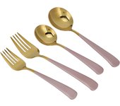 Juego de cubiertos de acero inoxidable, cucharas, tenedores, vajilla, juegos de cubiertos para fiestas, oro rosa