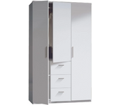 Meimon Armario 3puertas+3caj. Materiales: · Barra de colgar aluminio extraíble. · Bisagras metálicas para las puertas. · Guías correderas metálicas para los cajones (no extraíbles). · Tiradores ABS pintado en gris aluminio (5uds)