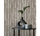 Muestra DIN A4 de Papel pintado efecto listones de madera envejecida con detalles metalizados - Oslo Lattes 682388 de GAULAN