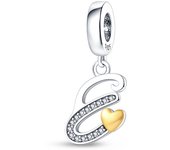 Fit Pandora 925 Original Bracelets 925 Silver Color 26 Gold Heart Zircon Letter Charms Beads DIY Creative Birthday Jewelry Gifts