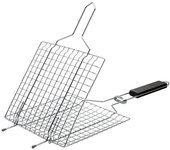 Cesta para asar con asa Asador de pescado, espátula para asar, superficie de cocción generosa para verduras, pescado y carne (23 x 21,5 cm) -