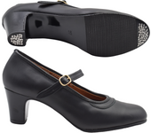 Zapatos De Baile Flamenco De Piel Negros Con Clavos Y Cierre De Hebilla Para Mujer